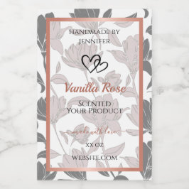 ロマンチックなバラ金ゴールドとグレーのフローラ製品ラベル フードラベル