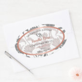 ロマンチックなバラ金ゴールドとグレーのフローラ製品ラベル 楕円形シール (封筒)