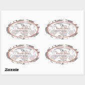 ロマンチックなバラ金ゴールドとグレーのフローラ製品ラベル 楕円形シール (シート)