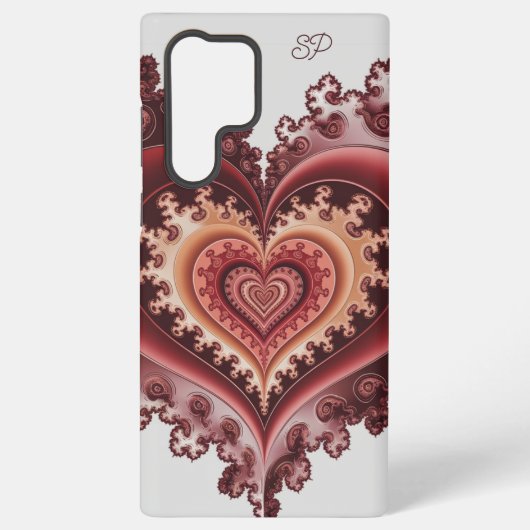 ロマンチックなバラ金ゴールドとブルゴーニュ抽象芸術ハート SAMSUNG GALAXYケース (裏面)