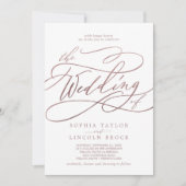 ロマンチックなバラ金ゴールドの書結婚道 招待状 (正面)