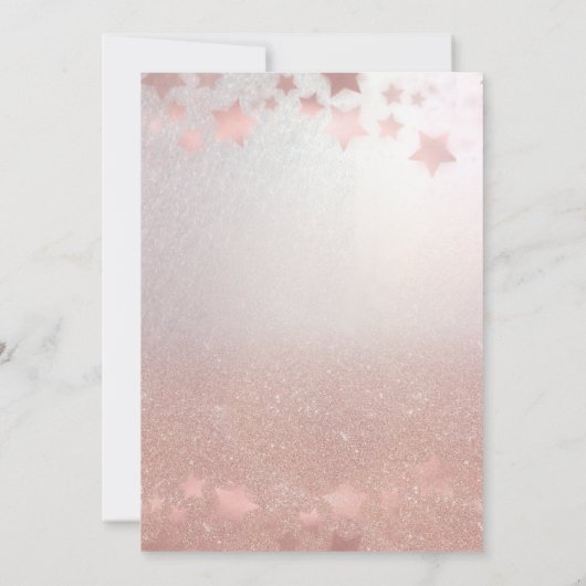 ロマンチックなバラ金ゴールドの輝くドレス天空 招待状 (裏面)