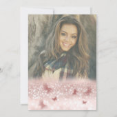 ロマンチックなバラ金ゴールドの輝グラデーションく蝶の写真 招待状 (裏面)