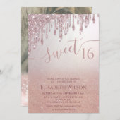 ロマンチックなバラ金ゴールドの輝グラデーションく蝶の写真 招待状 (正面/裏面)