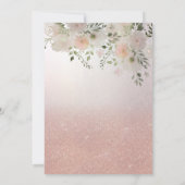 ロマンチックなバラ金ゴールドキラキラしたドレスフローラ 招待状 (裏面)