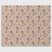ロマンチックなバラ金ゴールドクイーンビーハニカム&フラワーズ ラッピングペーパー (フラット)