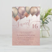 ロマンチックなバラ金ゴールドグラデーションキラキラしたバルーン写真I 招待状 (スタンド正面)