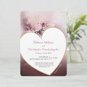 ロマンチックなバラ金ゴールドハート結婚テーマ 招待状 (スタンド正面)