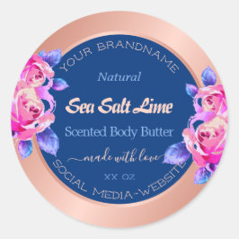 ロマンチックなバラ金ゴールドブルー製品パッケージラベル ラウンドシール