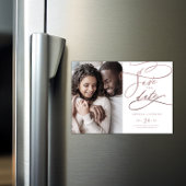 ロマンチックなバラ金ゴールド書道の写真の保存日付 マグネット招待状