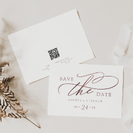 ロマンチックなバラ金ゴールド書道QRコード水平 セーブザデート