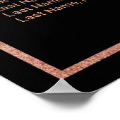 ロマンチックなバラ金ゴールド結婚モノグラムの座席表 ポスター (角)