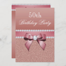 ロマンチックなバラ金ゴールド誕生日パーティー 招待状