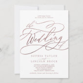 ロマンチックなバラ金ゴールドQRコード結婚すべて 招待状 (正面)