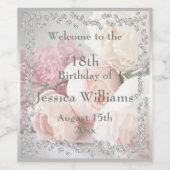 ロマンチックなバラ&ダイヤモンドウェルカム ワインラベル (シングルラベル)