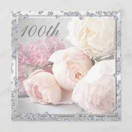 ロマンチックなバラ&ダイヤモンド100thバースデーパーティー 招待状