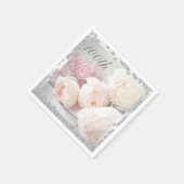 ロマンチックなバラ&ダイヤモンド100th誕生日 スタンダードカクテルナプキン (角)