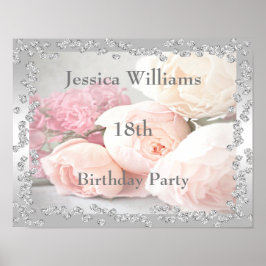 ロマンチックなバラ&ダイヤモンド18th ポスター