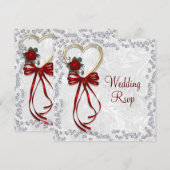 ロマンチックなバラ、ダイヤモンド&レッドリ結婚ボン (正面/裏面)