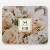 ロマンチックなバラ、ピンクパステルLビューティッモノグラムのト マウスパッド (正面)