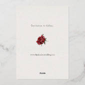 ロマンチックなバラ&ユーカリ日付を保存 箔招待状 (裏面)