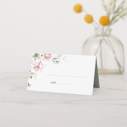 ロマンチックなバラ | 赤面ピ結婚ンク座席表 プレイスカード (正面)