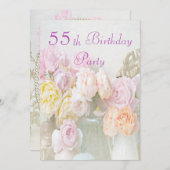 ロマンチックなバラJars 55th Birthday Party 招待状 (正面/裏面)