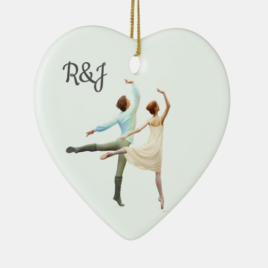 ロマンチックなバレエダンサー – あなたのイニシャルと文字 セラミックオーナメント (右)