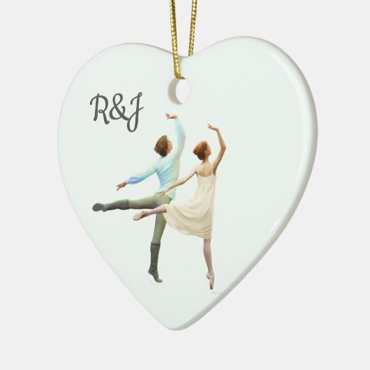 ロマンチックなバレエダンサー – あなたのイニシャルと文字 セラミックオーナメント (左)