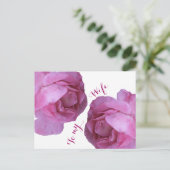 ロマンチックなバレンタインかわいらしラブピンクのバラフローラ ポストカード (スタンド正面)