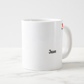 ロマンチックなバレンタインのカップル写真I赤いハートU名 ジャンボコーヒーマグカップ (正面右)