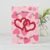 ロマンチックなバレンタインのハートとローズのカード 招待状 (スタンド正面)