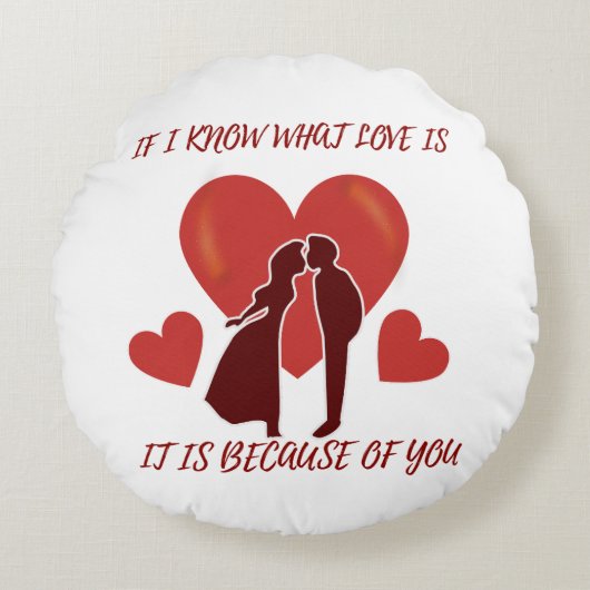 ロマンチックなバレンタインの丸い枕 ラウンドクッション (正面)