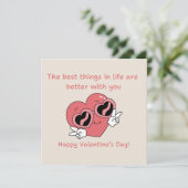 ロマンチックなバレンタインの名言、ユーモアのある赤いハート シーズンカード (スタンド正面)