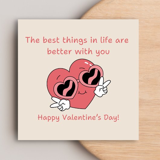 ロマンチックなバレンタインの名言、ユーモアのある赤いハート シーズンカード