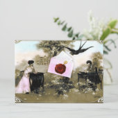 ロマンチックなバレンタインの手紙、赤いワックスシールのイニシャル 招待状 (スタンド正面)