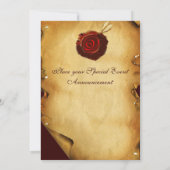 ロマンチックなバレンタインの手紙、赤いワックスシールモノグラム 招待状 (裏面)