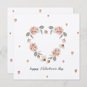 ロマンチックなバレンタインデーとフローラハートカード 招待状 (正面/裏面)