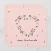 ロマンチックなバレンタインデーとフローラハートカード 招待状 (正面/裏面)