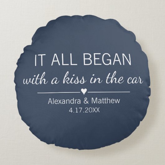 ロマンチックなバレンタインデーのカップル 始まりの場所 ラウンドクッション (正面)