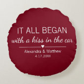 ロマンチックなバレンタインデーのカップル　始まりの場所 ラウンドクッション (正面)