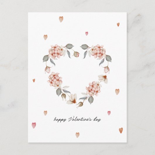 ロマンチックなバレンタインデーのカードとフローラハート シーズンポストカード (正面)