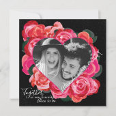 ロマンチックなバレンタインデーのカードハート写真フレーム 招待状 (正面)