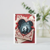 ロマンチックなバレンタインデーのカード - ラブハートデザイン シーズンポストカード (スタンド正面)