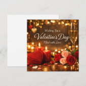 ロマンチックなバレンタインデーのキャンドルライトローズが輝く シーズンカード (正面/裏面)