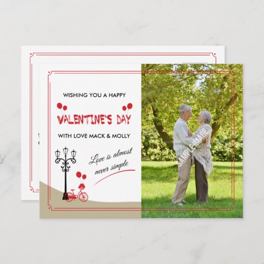 ロマンチックなバレンタインデーのグリーティングカード シーズンポストカード (正面/裏面)