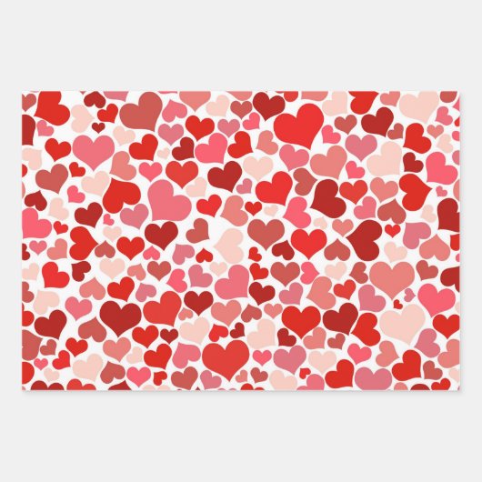 ロマンチックなバレンタインデーのハートパターン ラッピングペーパーシート (正面3)