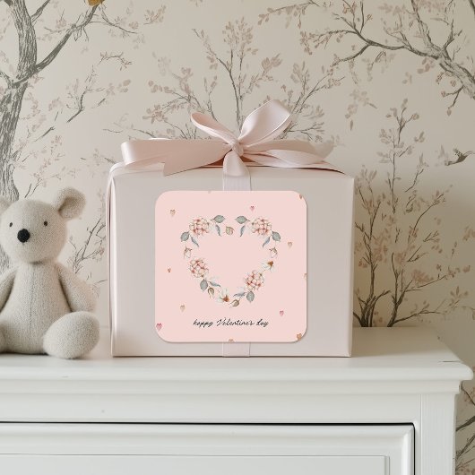 ロマンチックなバレンタインデーのフローラハート スクエアシール