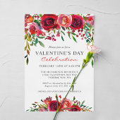 ロマンチックなバレンタインデーの水の色のフローラパーティー 招待状