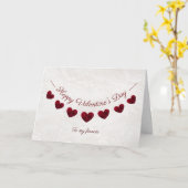 ロマンチックなバレンタインデーの赤いハートのバンティング婚約者 カード (黄色い花)
